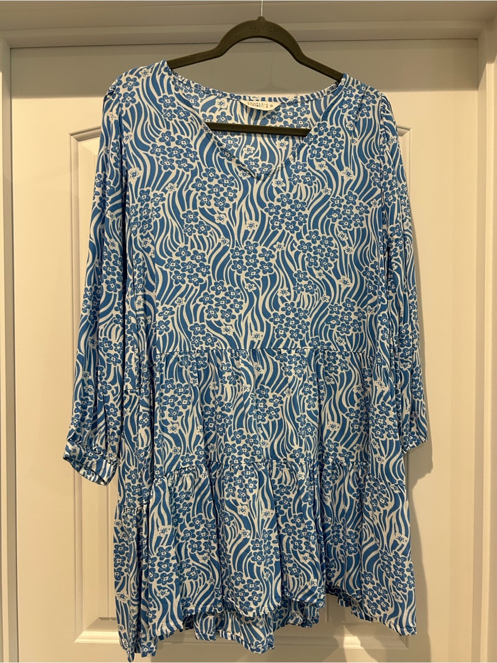 Blue Floral Wave Tiered Women’s dress